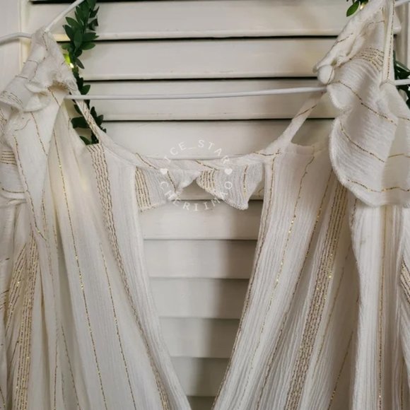 ❤️ SALE ❤️ Free People NWT RARE "The Huxley" Maxi Dress, White Gold Metallic - Picture 11 of 15